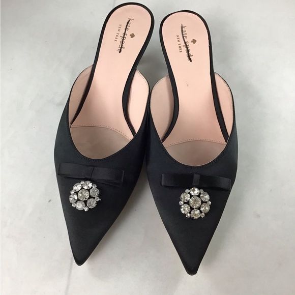 kate spade Shoes Kate Spade Darlene Satin Kitten Heel Mule Size